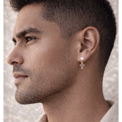 Boucle d’Oreille Homme Croix Argent – Foi & Style | Cannes