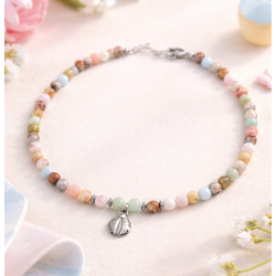 Collier enfant pierres naturelles Agate Morganite – Bijou enfant porte-bonheur