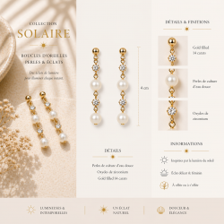 Boucles d’oreilles perles et zirconium dorées – bijou fin et élégant - Cannes