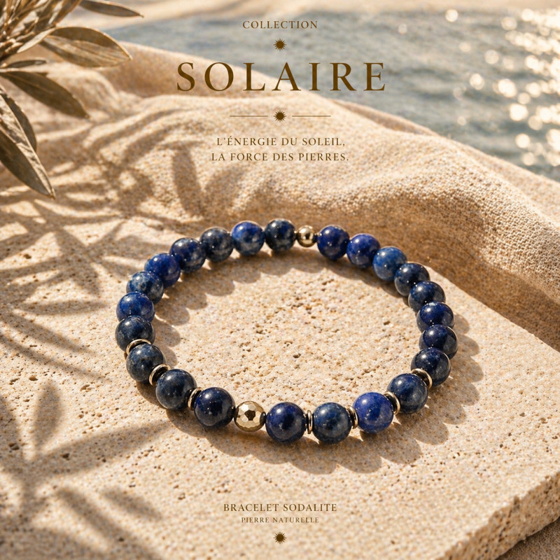 Bracelet homme sodalite et hématite dorée – confiance et équilibre | La Petite Cannoise