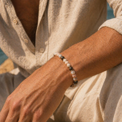 Bracelet homme pierre de soleil 8mm, bronzite et hématite dorée – énergie et confiance | La Petite Cannoise