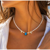 Collier Santorini Turquoise Sérénité – Perles d’Eau Douce | La Petite Cannoise