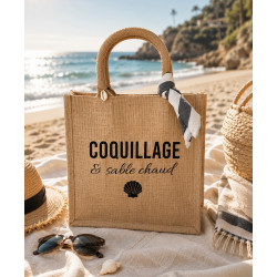 Sac jute Coquillage & sable chaud – Collection Solaire | La Petite Cannoise