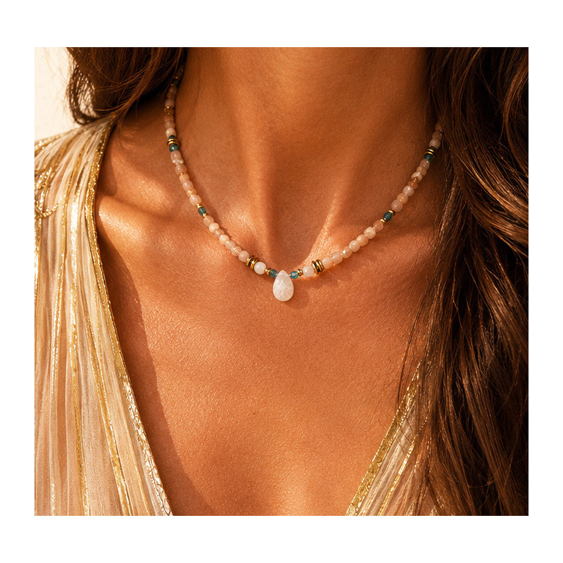 Collier Cléopâtre – Pierre de Soleil & Apatite | Cannes