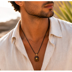 Collier Homme Gardien Solaire Œil de Tigre | La Petite Cannoise