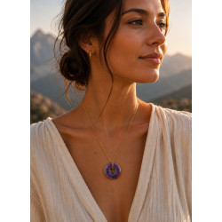Collier Pi Améthyste en acier doré – Sagesse & Apaisement | La Petite Cannoise