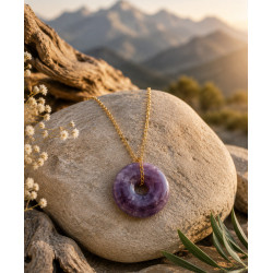 Collier Pi Améthyste en acier doré – Sagesse & Apaisement | La Petite Cannoise