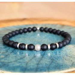 Bracelet Onyx 6 mm & Argent 925 – Force & élégance | Cannes