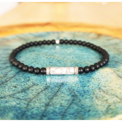 Bracelet Homme Onyx & Howlite – Force & Sérénité | Cannes