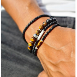 Bracelet Homme Onyx & Œil de Tigre – Force & Protection | Cannes